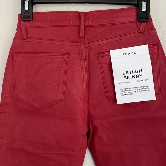 FRAME Le High waisted Skinny Jeans In Washed Red - Picture 13 of 13